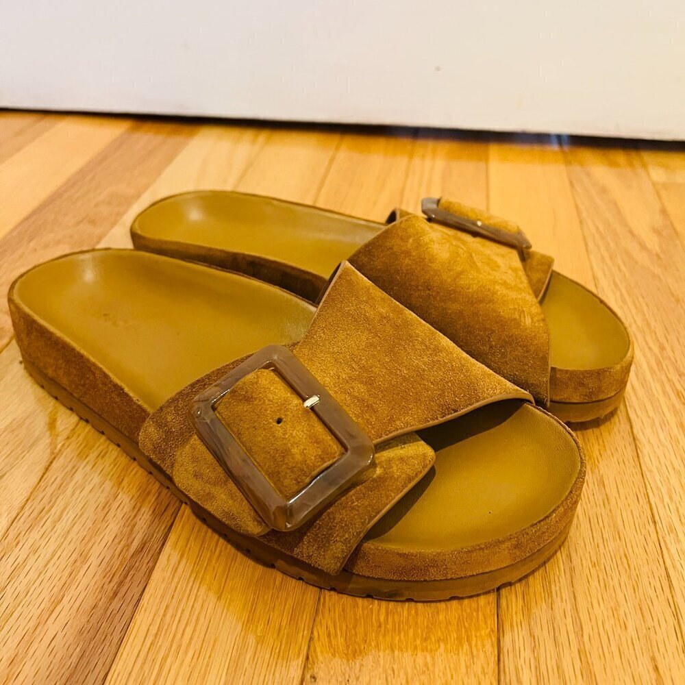 VINCE Grant Slides Womens Size 8 M Shoes Suede Espadrille Slip-On Flat Sandals - Picture 1 of 16